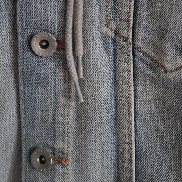 EightyTwo Women's Blue Sz M Light Wash Buttoned Knit Hooded Denim Jacket - Picture 8 of 13